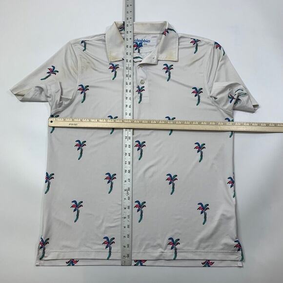 Chubbies Polo Shirt Mens M Medium Off White Palm Tree AOP Performance Golf *READ - Picture 8 of 13